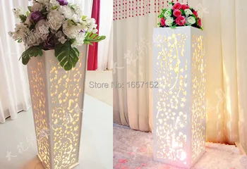 

Wedding carved pillar wedding stand with LED light wedding road lead carved hollow flower Wedding stage decoration