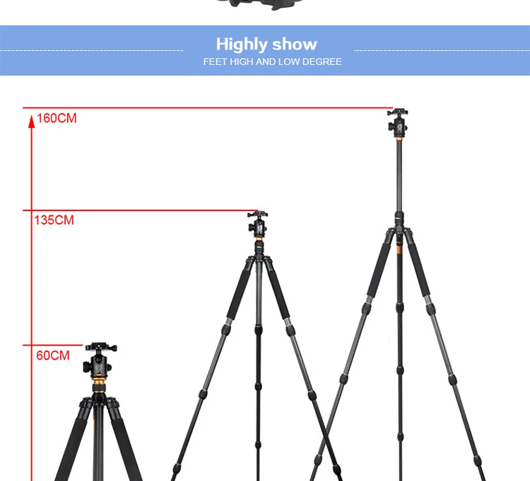 QZSD высокое качество Q476 карбоновый штатив для камеры портативный дорожный Штатив для SLR и цифровой камеры подставка нагрузка до 15 кг