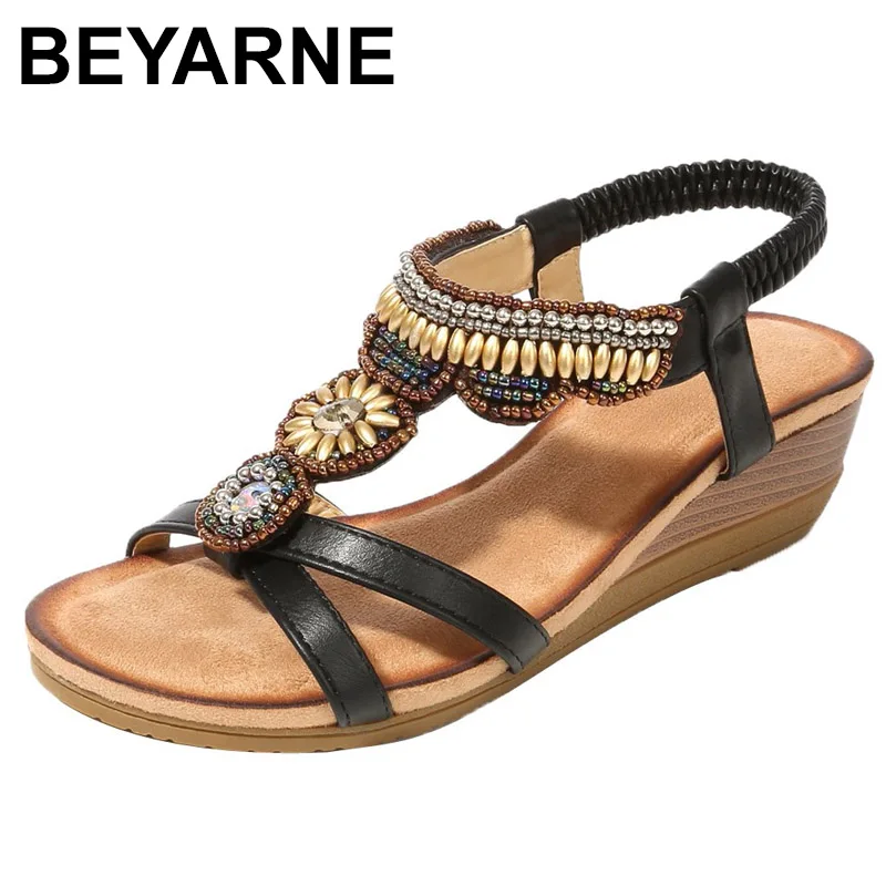 BEYARNEwomen/Женская обувь с кристаллами Богемные сандалии zapatos de mujer Шлепанцы