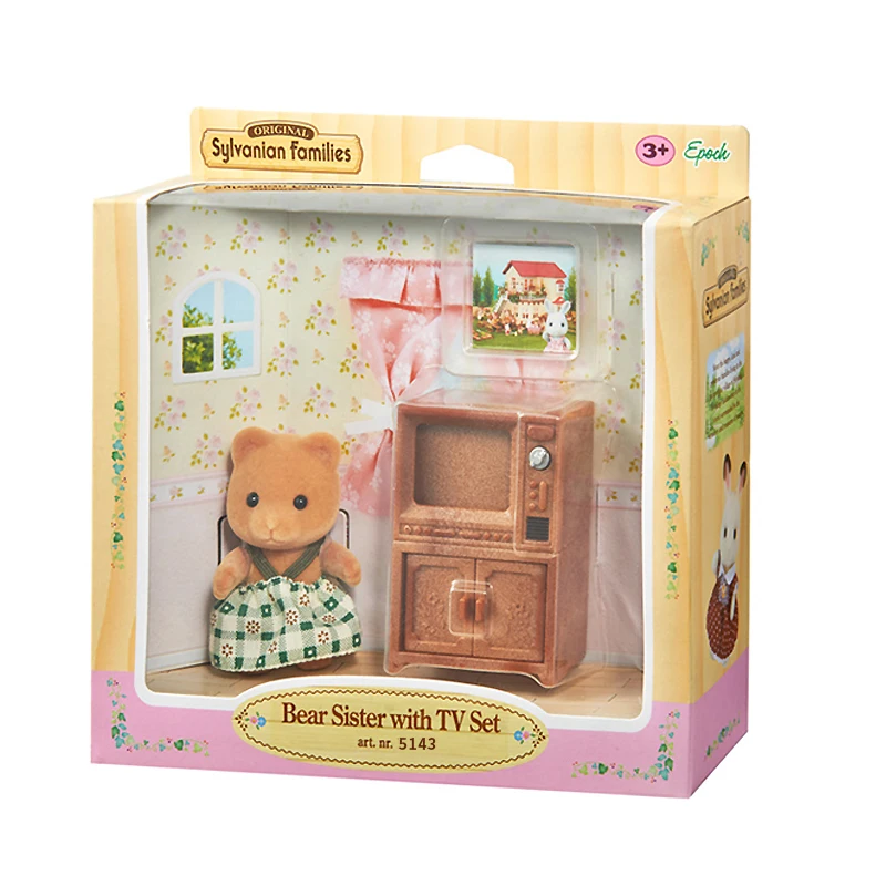 Sylvanian Families кукольный домик медведь сестра с ТВ Набор игровой набор игрушечные фигурки подарок для девочки Новинка 5143