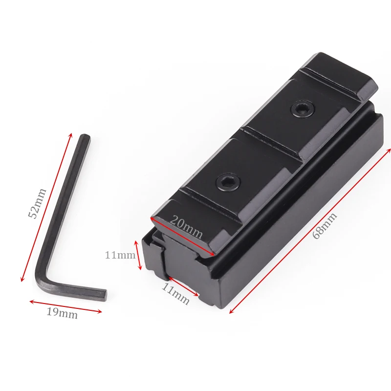 

1PC Scope Base Adapter Converter 11mm to 20mm Weaver picatinny Rail Scope Mount Rifle Hunting Caze Accessories Black