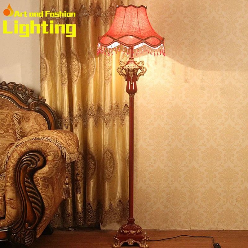 

European Resin Table Lamp With Fabric Lampshade Decorated Carved And Gilding Crafts 8040L
