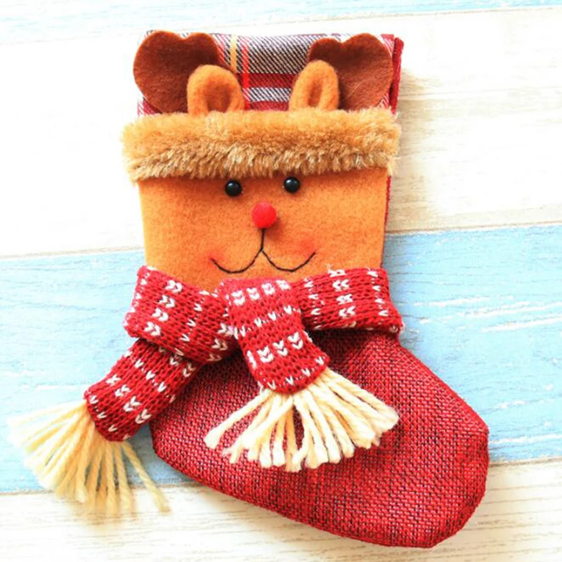 Новые новогодние подарочные носки средний мешок конфеты Санта-Клаус Олень украшение окна кулон 20 см