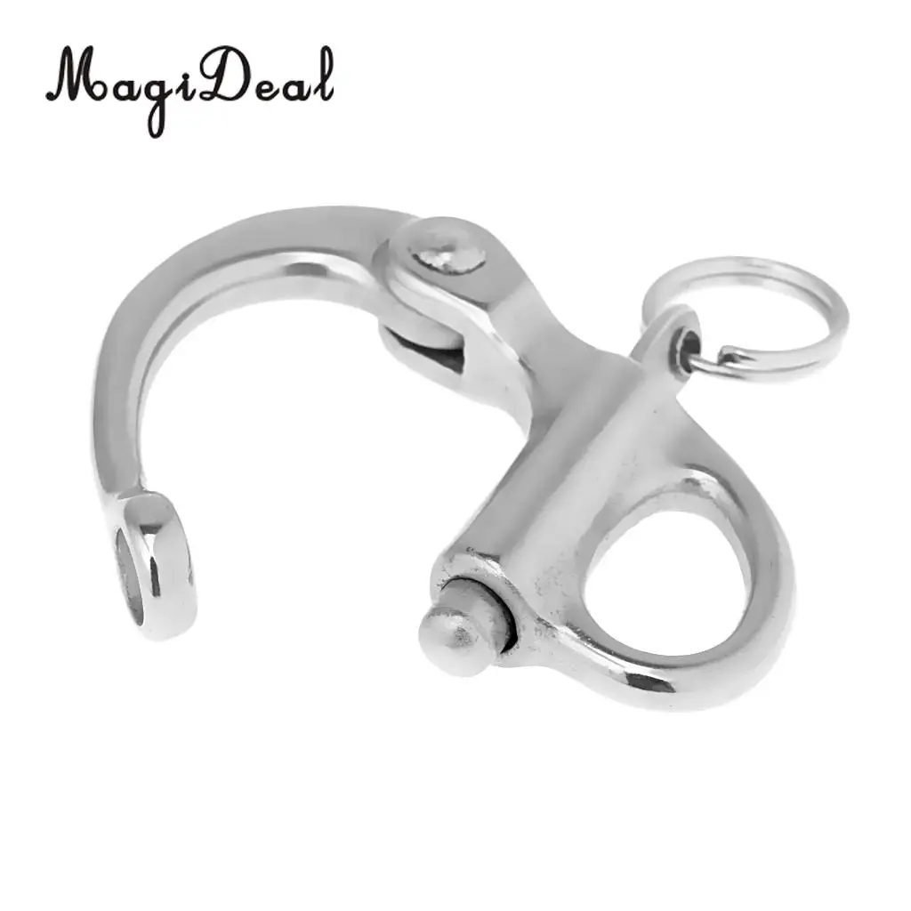 Heavy Duty (Pack of 2) 304 Stainless Steel Fixed Bail Snap Shackle For Kayak Boat Yacht 5.2x2.8cm Rafting  Sailing Accessory