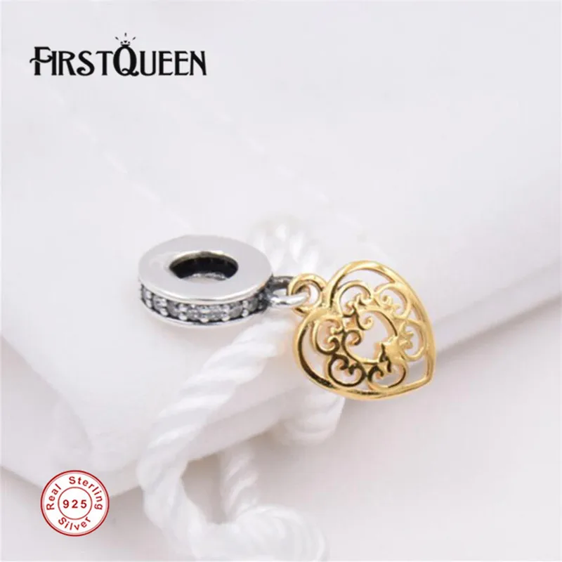 

FirstQueen Silver 925 Magnificent Heart, Clear CZ Charm Fit Bracelets Pulseira Berloque Pendants Jewelry Making Fine Jewelry
