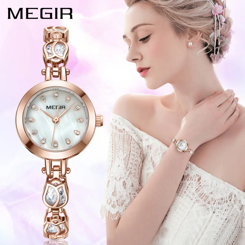 Luxury Brand Megir Lady Watch Dress Women Watches Rose Gold Quartz Wristwatches Girl Bracelet Female Clock relogio feminino Luxury Brand Megir Lady Watch Dress Women Watches Rose Gold Quartz Wristwatches Girl Bracelet Female Clock relogio feminino