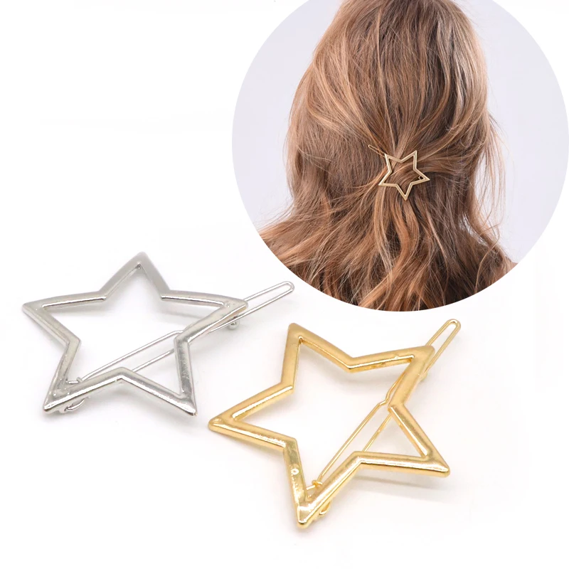1pcs Star Shape Hair Clip Fashion Women Metal Barrettes Hair