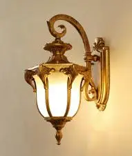 1 шт. уличный садовый стеклянный абажур настенный светильник Arandela стеклянный наружный светильник ing 110-240 в традиционный E27 Алюминиевый Бар праздничный светильник - Цвет абажура: gold small