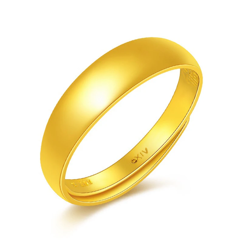 Pure 999 24K Yellow Gold Ring Women Smooth Mom's Gift P6301 | Украшения и аксессуары