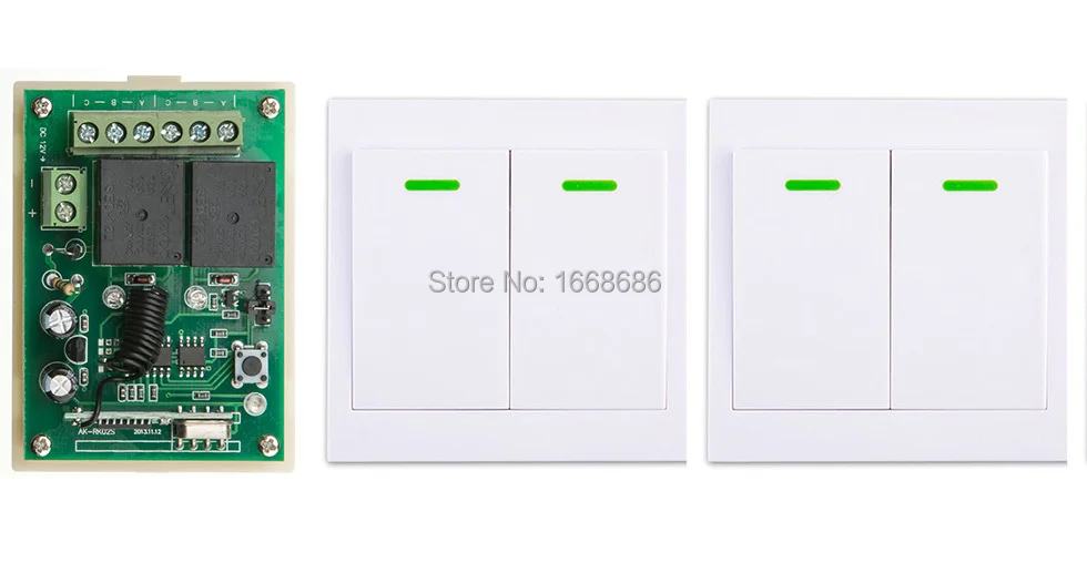 

New DC12V 2CH Wireless Remote Control Switch System Receiver + 2*Wall Panel Remote Transmitter Sticky Remote Smart Home Switch