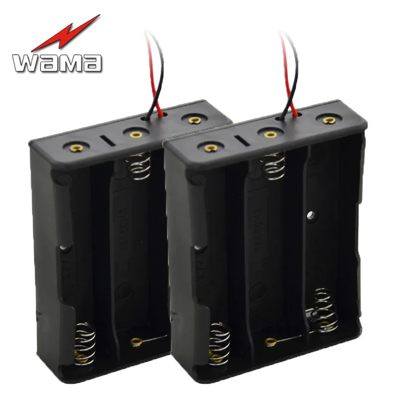 

2x Wama 18650 3-Slot Battery Storage Box Charging Case Series Batteries Box with 8 Wire Leads 11.1V Length 150mm Holder with Pin