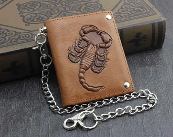 

Scorpion Mens Biker Trucker Leather Wallet with Long Anti Theft Chains