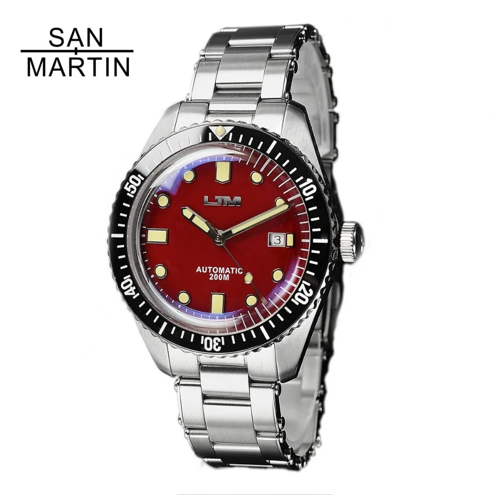 Мужские винтажные часы для дайвинга San Martin Sixty Five автоматические из нержавеющей