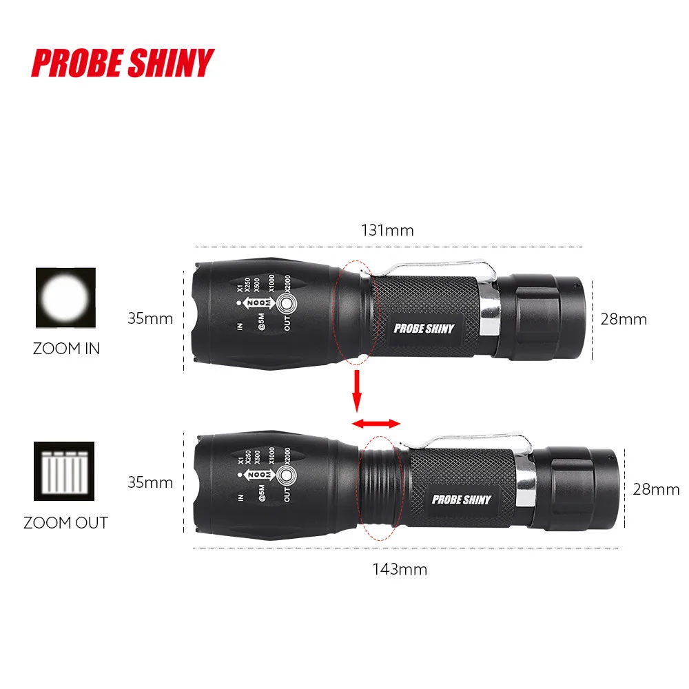 Probe Shiny bike accesorios Super brillante xm-l T6 LED ajustable linterna zoomable luz bicicleta A20