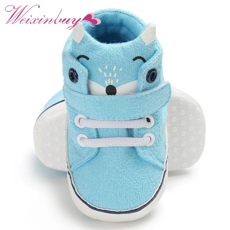 1 Pair Autumn Baby Shoes Kid Boy Girl Fox Head Lace Cotton Cloth First Walker Anti-slip Soft Sole Toddler Sneaker HOT