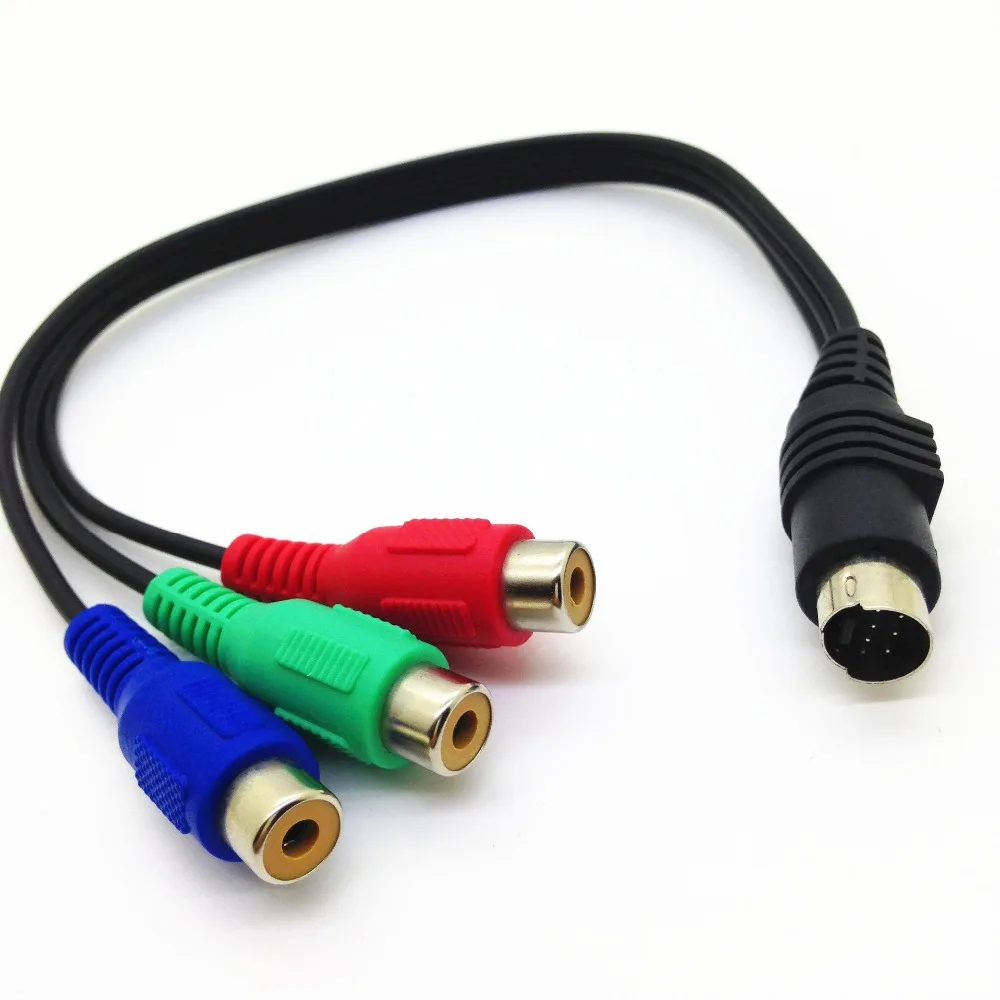 S Video 7 контактный для 3 RCA RGB с компонентныс кабелем адаптера 0 м Бесплатная