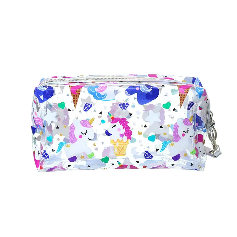 Unicorn Fire Balloon Alpaca Transparent Bag Large Capacity Pencil Bag Stationery Storage Organizer Pencil Case School Supply