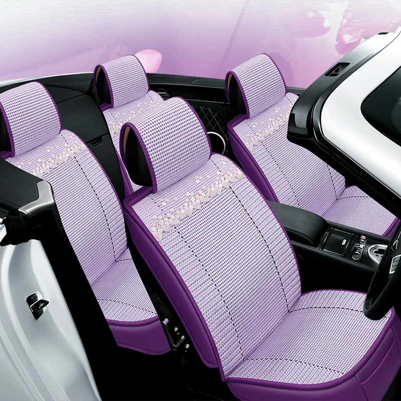 Girl Series Ice Silk Cushion Stereo Embroidery Skin Care Lace Car Seat Cover Perfect Fit The