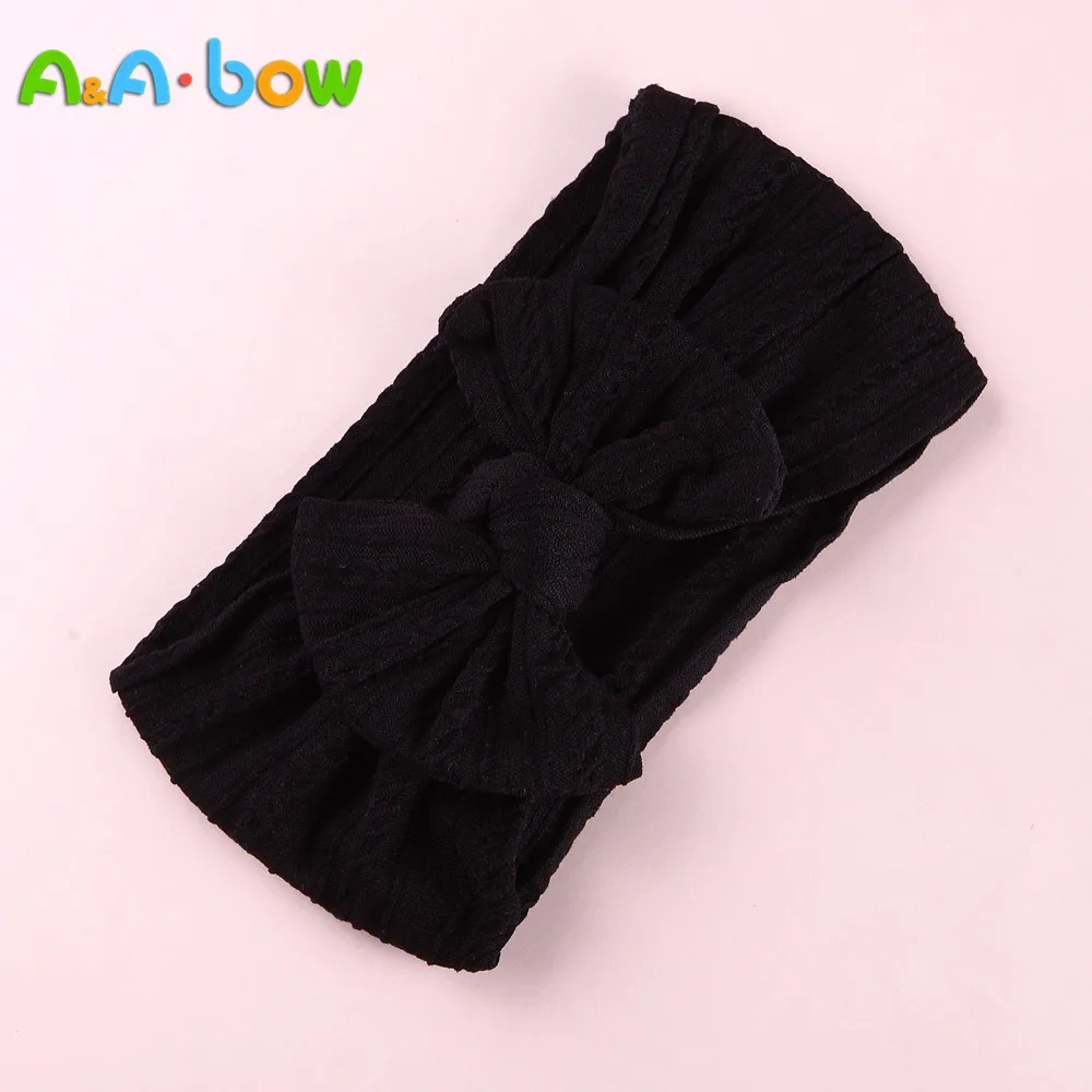1pcs Cable Knit Nylon Bow Headwrap, One size fits all nylon headbands, wide nylon headbands, baby headbands, Knot bow headwear best Baby Accessories Baby Accessories