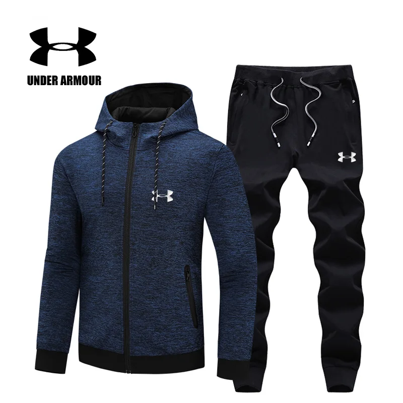 

Under Armour Men Winter Training jacket Velvet 2 Pieces Jacket+Pants Outdoor Athletic Training Man Gym Sports Suits High Quality