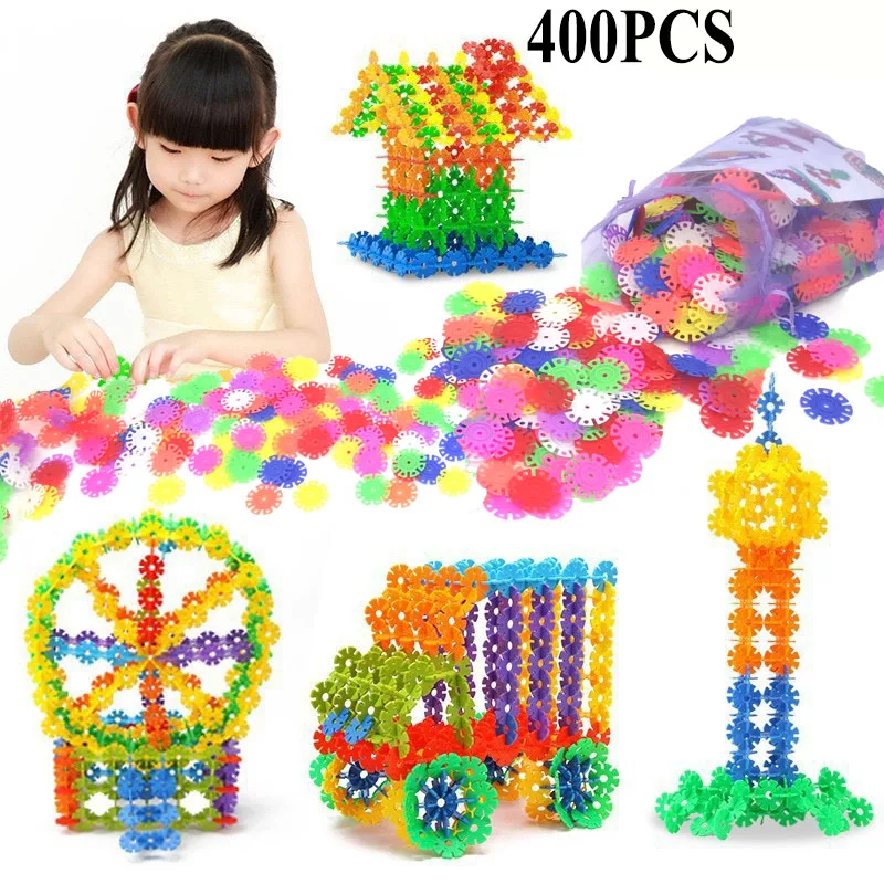 With Instructions 400 Pcs 3D Puzzle Jigsaw Plastic Snowflake Building Blocks Building Model Puzzle Educational Toys For Kids