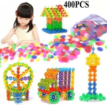 Com Instruções 400 Pcs Floco De Neve De Plástico Blocos de Construção do Modelo de Construção 3D Puzzle Jigsaw Puzzle Brinquedos Educativos Para Crianças