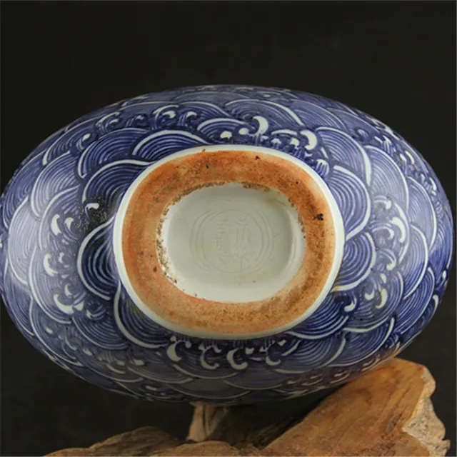 Antique Ming Yongle blue and white flask vase Sea dragon pattern Vase 5