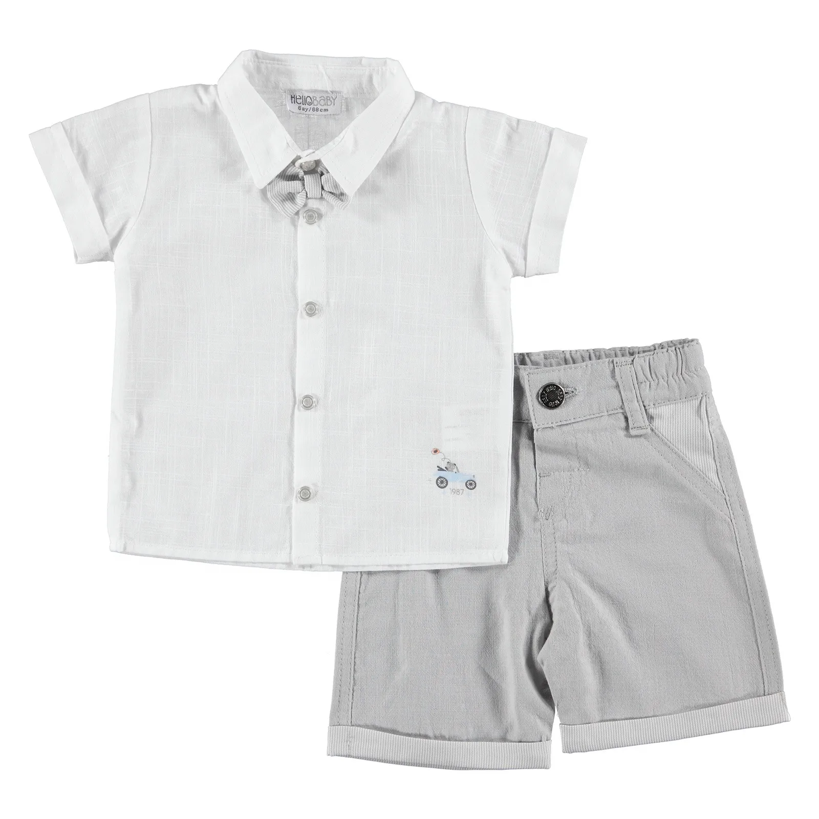 

ebebek HelloBaby Baby Boy Panda Theme Bow Tie Shirt Short Set