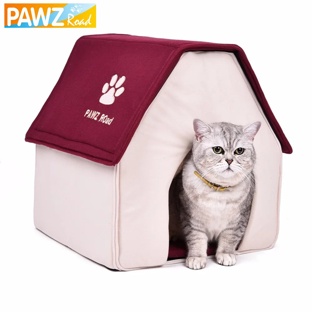 New Cat House Lovely Pet Bed Small Dog Kennel Soft Bed for Kitten Red/Green Removable Dog