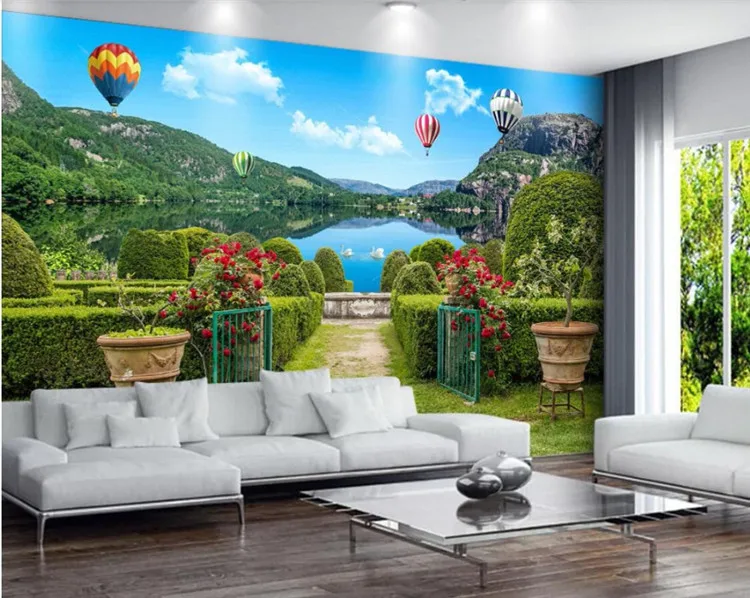 

Custom wallpaper fresco 3D photo murals garden shade road flower door lake mural background wall paper papel de parede