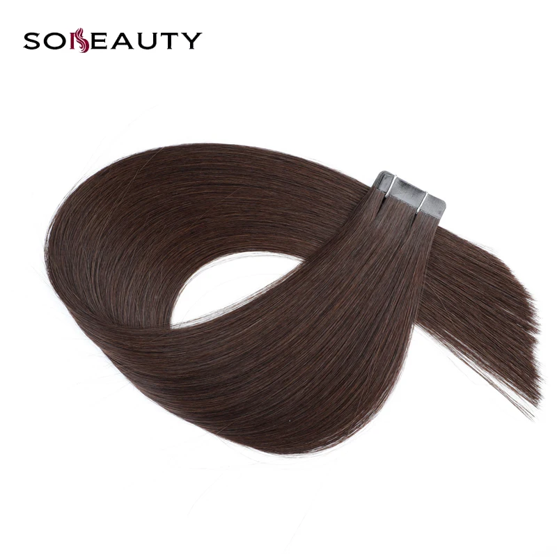 Sobeauty полиуретановые накладные волосы на ленте человеческие Remy бразильские кожа