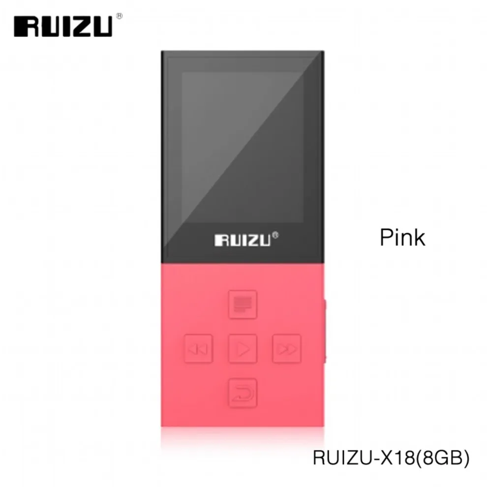 RUIZU X18 8G Bluetooth спортивные MP3 плеер без потерь Регистраторы FM радио Bluetooth 4,0 музыкальный плеер Поддержка 64G TF карта - Цвет: Розовый