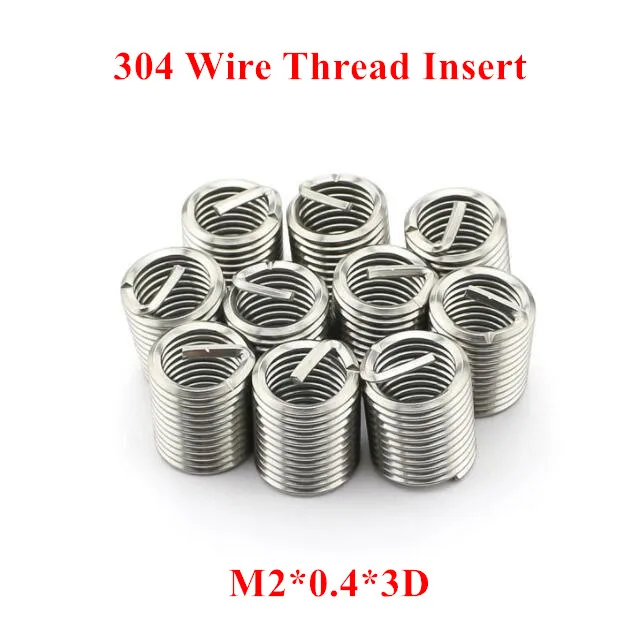 

100pcs M2*0.4*3D Wire Thread Insert 304 Stainless steel M2 Screw Bushing, M2*3D Wire Screw Sleeve Thread Repair Insert