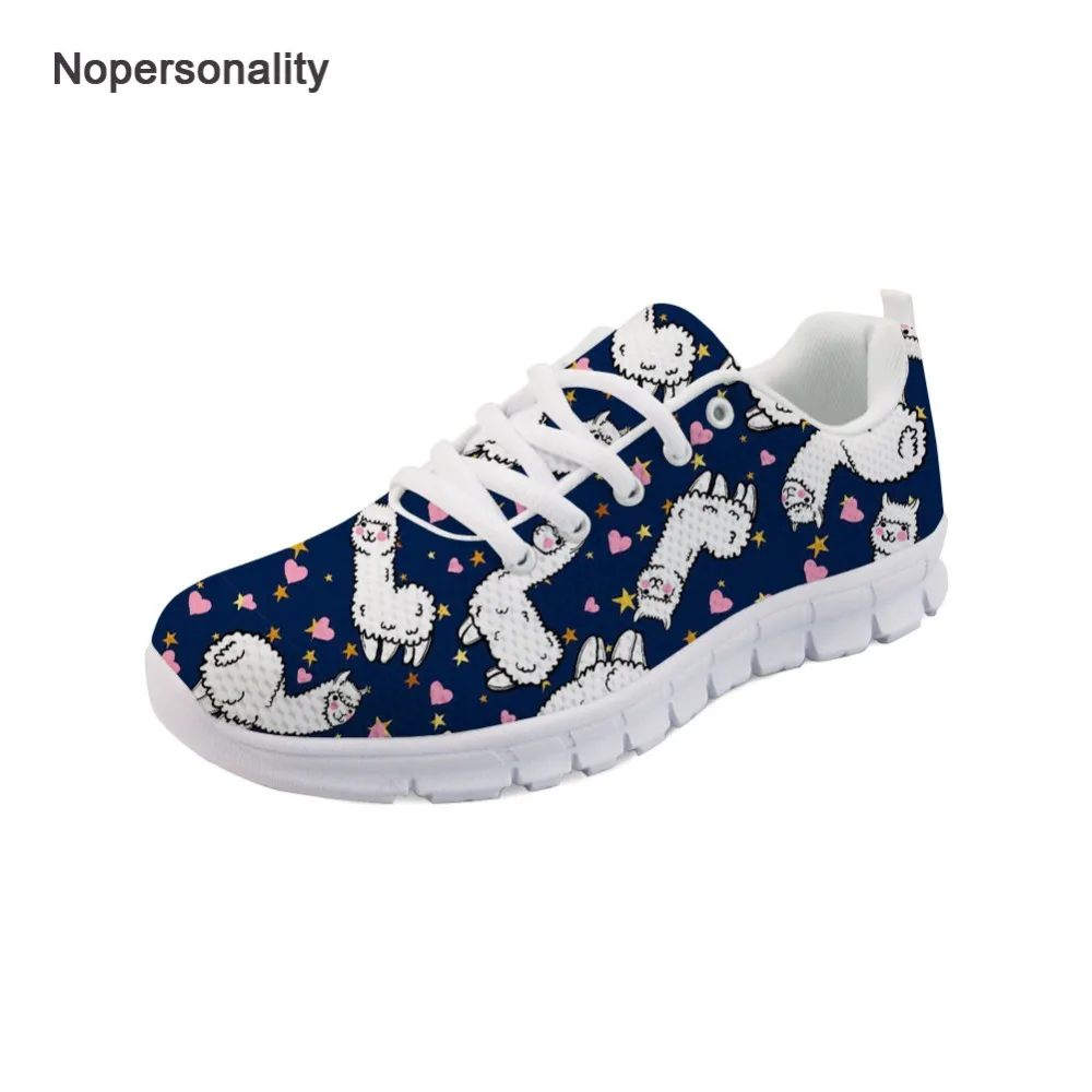 

Nopersonality Cute Heart Pattern Alpaca Print Sneakers Breathable Female Ladies Spring Autumn Flats Comfortable Mesh Shoes Plus