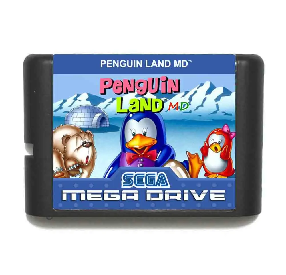 Пингвин Land 16 бит MD карточная игра с коробку для Sega megadrive/Genesis