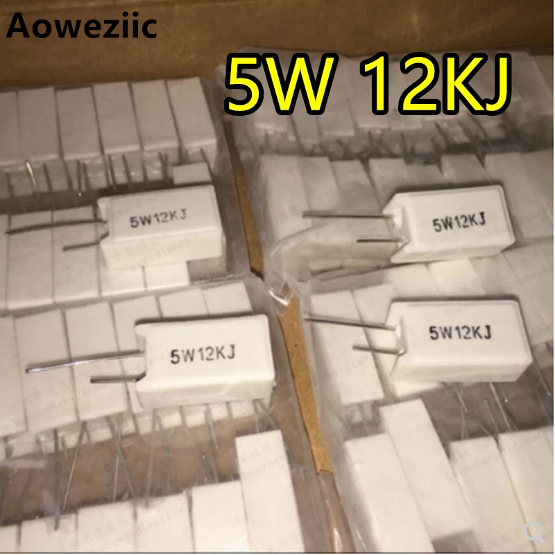

(10pcs/lot) 5W 12K ohm +/-5% Vertical cement resistor 5W12K 5% Cement resistance 5W 12KJ Ceramic resistor