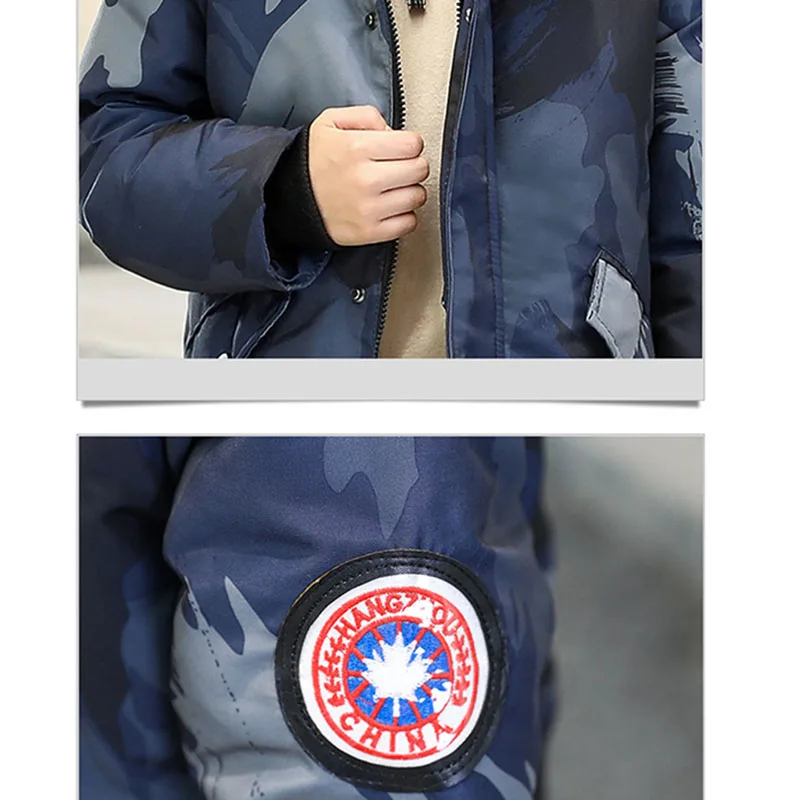 Детские зимние пальто зимняя куртка для маленьких мальчиков Детские Пуховые парки От 5 до 15 лет Детские пальто с капюшоном Детский пуховик Верхняя одежда с меховым воротником