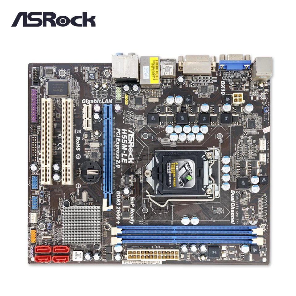 

Asrock H55M-LE Desktop Motherboard H55 Socket LGA 1156 i3 i5 i7 DDR3 8G SATA2 USB2.0 Micro-ATX