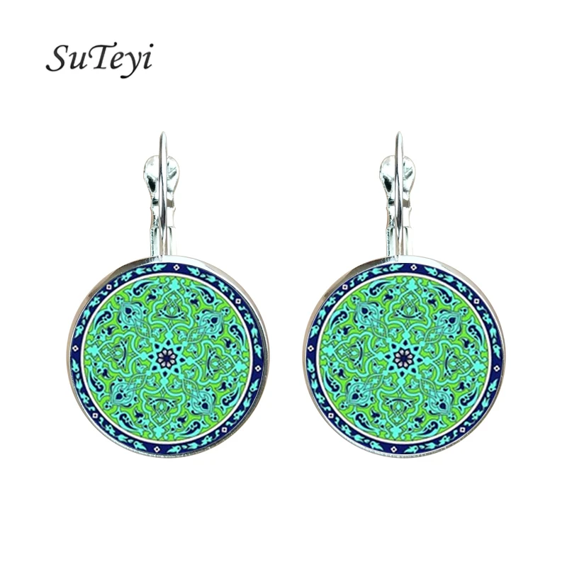 Fashion women jewelry henna glass cabochon earring om symbol buddhism zen earring diy bijoux femme Fashion women jewelry henna glass cabochon earring om symbol buddhism zen earring diy bijoux femme