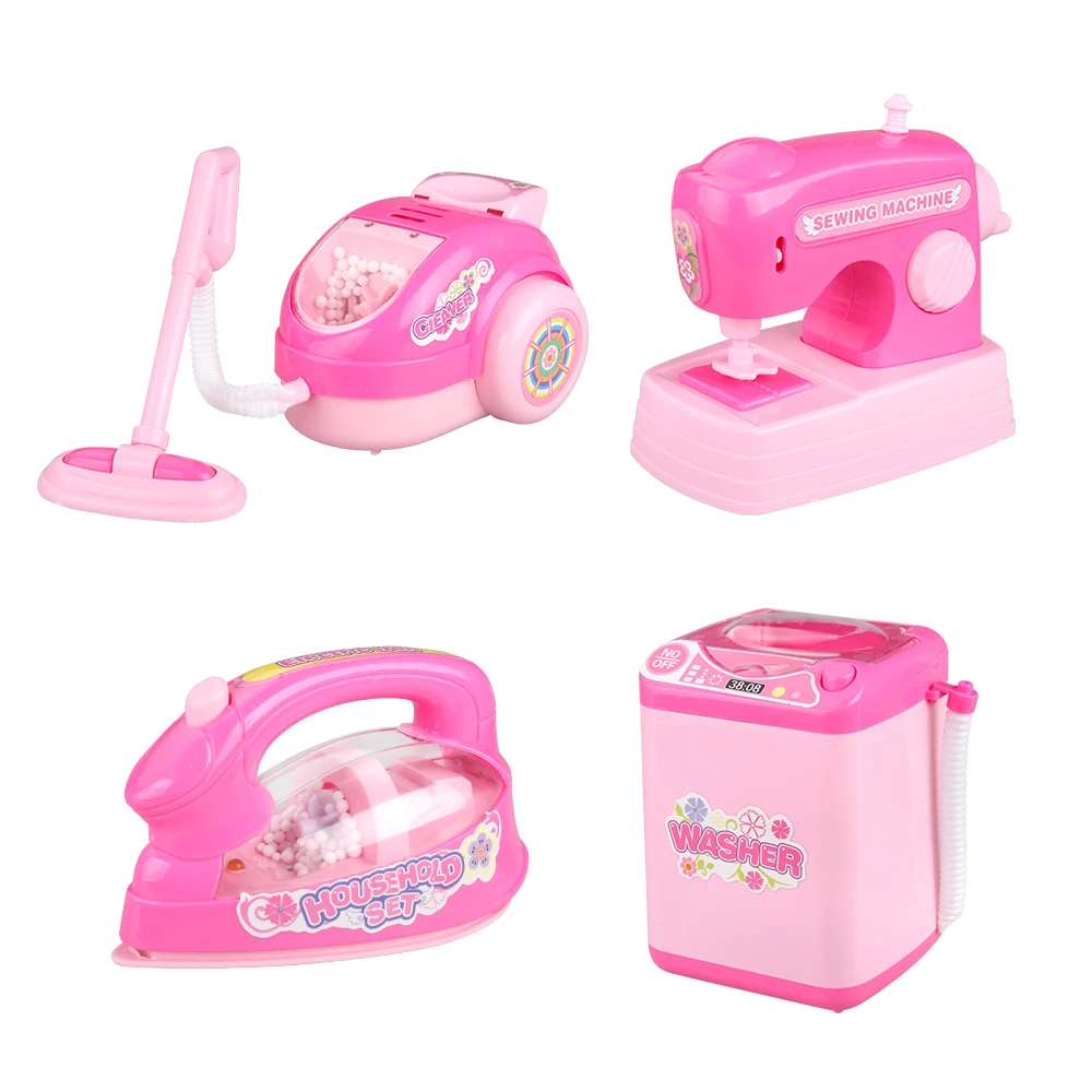 Розовый мини-стиральная машина игрушечный макияж бытовая техника дети ролевые игры очиститель развивающие игрушки набор для детей игрушки для девочек - Цвет: 4PCS No Box
