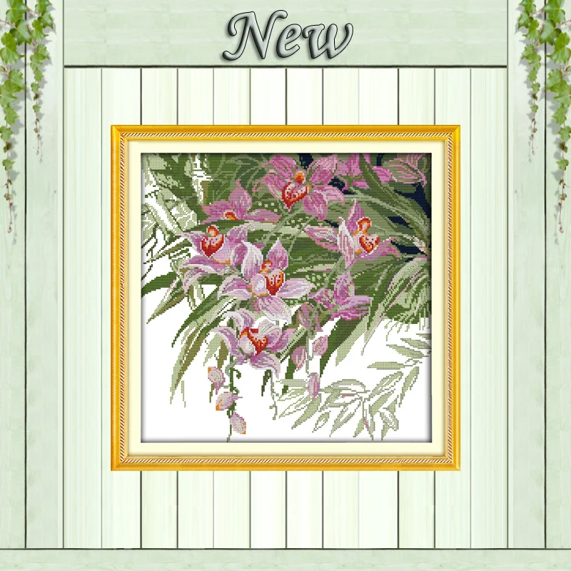 

Orchid flowers purple diy paintings counted printed on canvas DMC 11CT 14CT kits chinese Cross Stitch embroidery needlework Sets