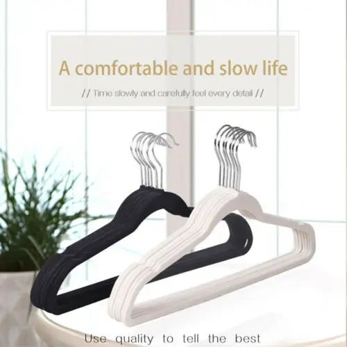 Non-slip Traceless Coat Flocking Velvet Hangers Clothes Rack Cloth Hanger Hook