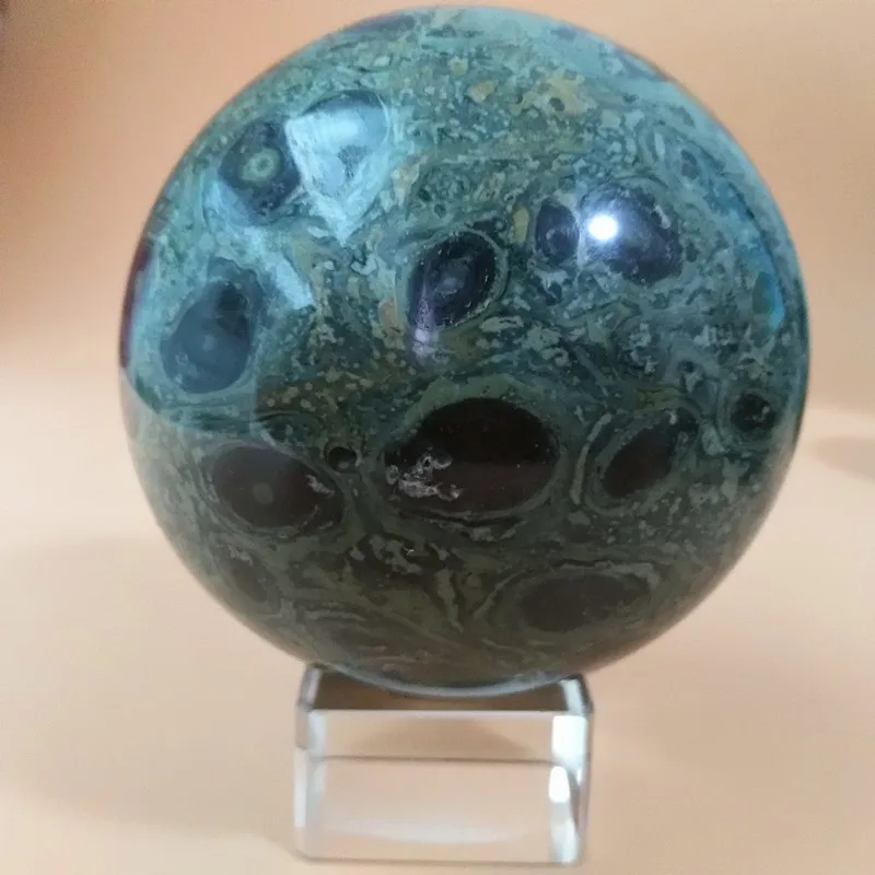  6/7/8/9CM Natural green peacock stone crystal ball stone beautiful home decorative balls desk feng 