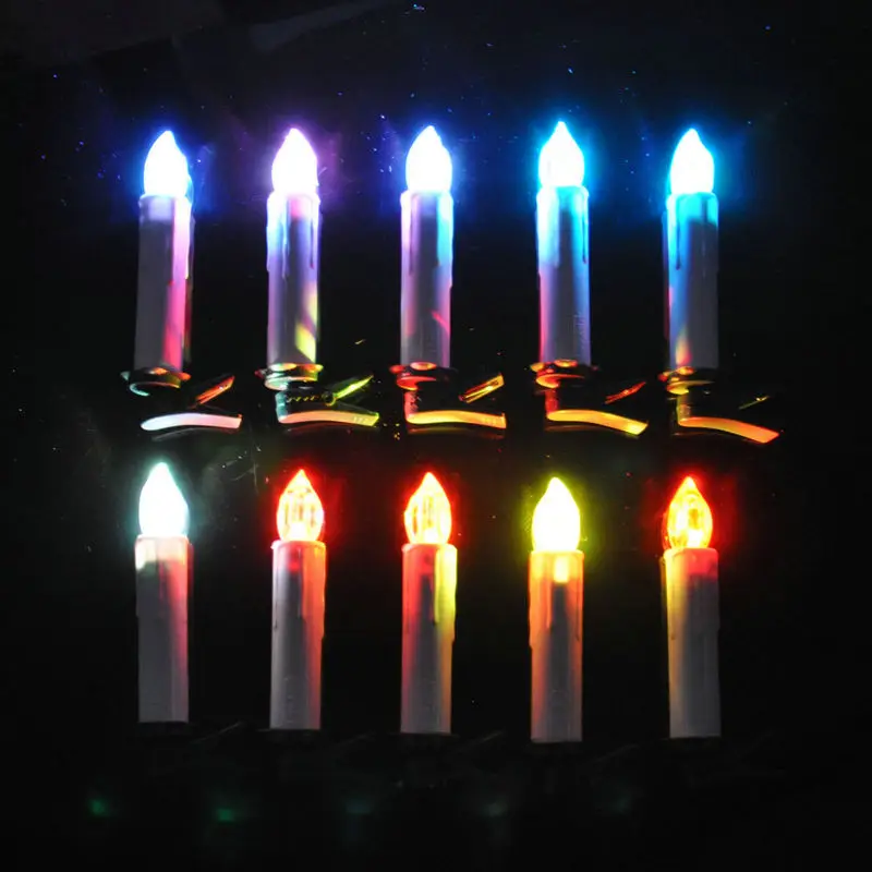 

set of 10 flickering Remote Controlled LED taper Candle teaLight w/12key controller &mount clip Wedding Christmas Xmas Tree deco
