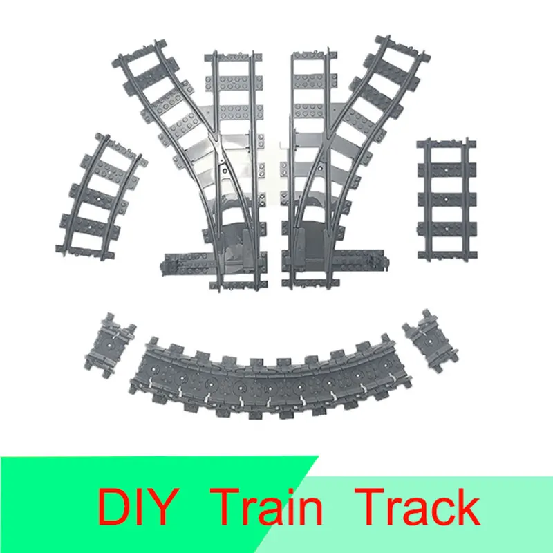 

10-100Pcs/Set DIY City Trains Track Compatible LegoINGlys Trains Flexible Railway Tracks Straight Curved Track Model For Kids