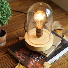 Новинка винтажные настольные лампы, дерево Персонализированная настольная лампа со стеклянным абажуром для домашнего декора для спальни гостиной 1 шт