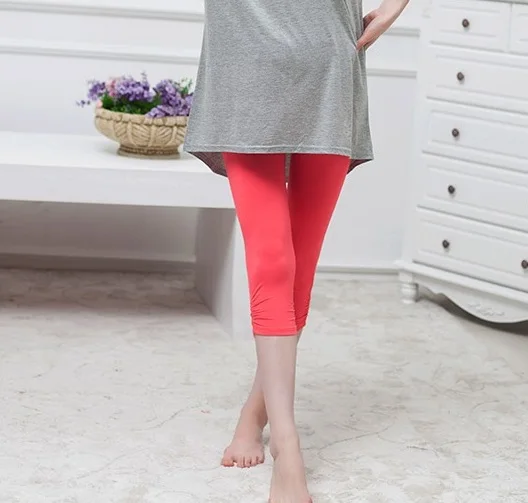 Летние брюки капри для беременных; брюки три четверти; брюки для беременных; брюки с регулируемой талией; Леггинсы для беременных - Цвет: lt red