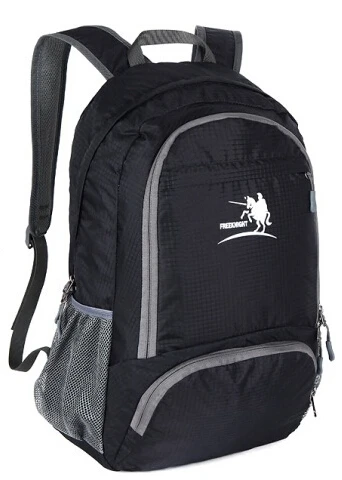 Водонепроницаемый нейлоновый рюкзак Mochilas дорожные школьные сумки для сумка через плечо для подростков складной рюкзак с принтом 35L - Цвет: Черный