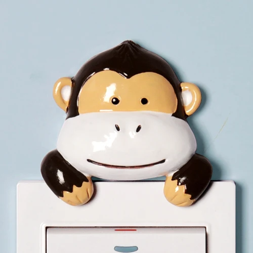 Свет смолы наклейки на выключатель навесной декор для стен декоративный выключатель аксессуары для детей фигурка животного переключатель крышки домашний декор - Цвет: Monkey
