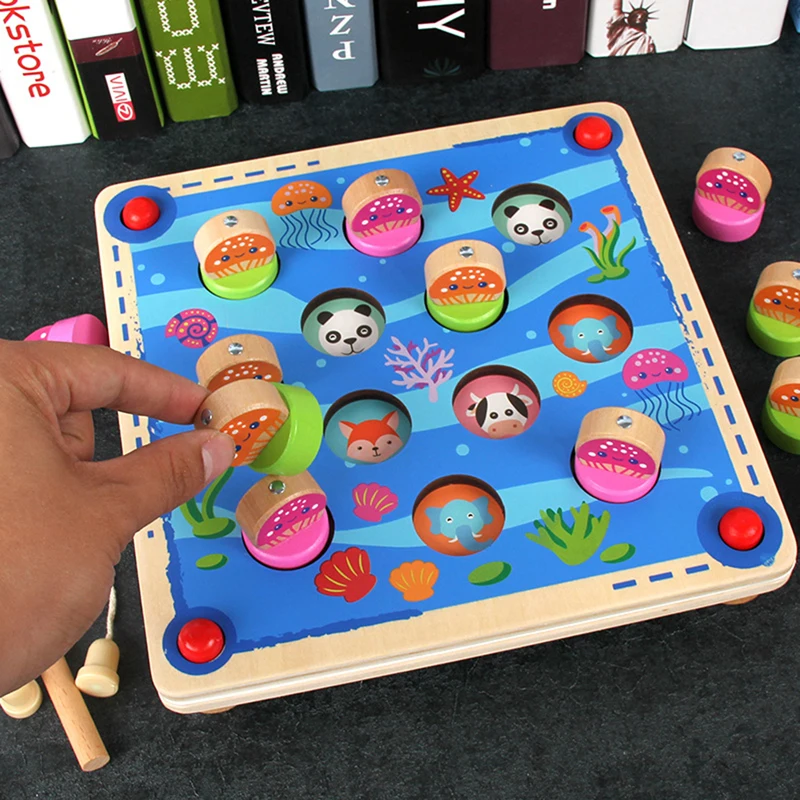 

Cartoon Kids Wooden Memory Chess Game Toys Early Educational Toy 3D Puzzles for Children Xmas Birthday Gift